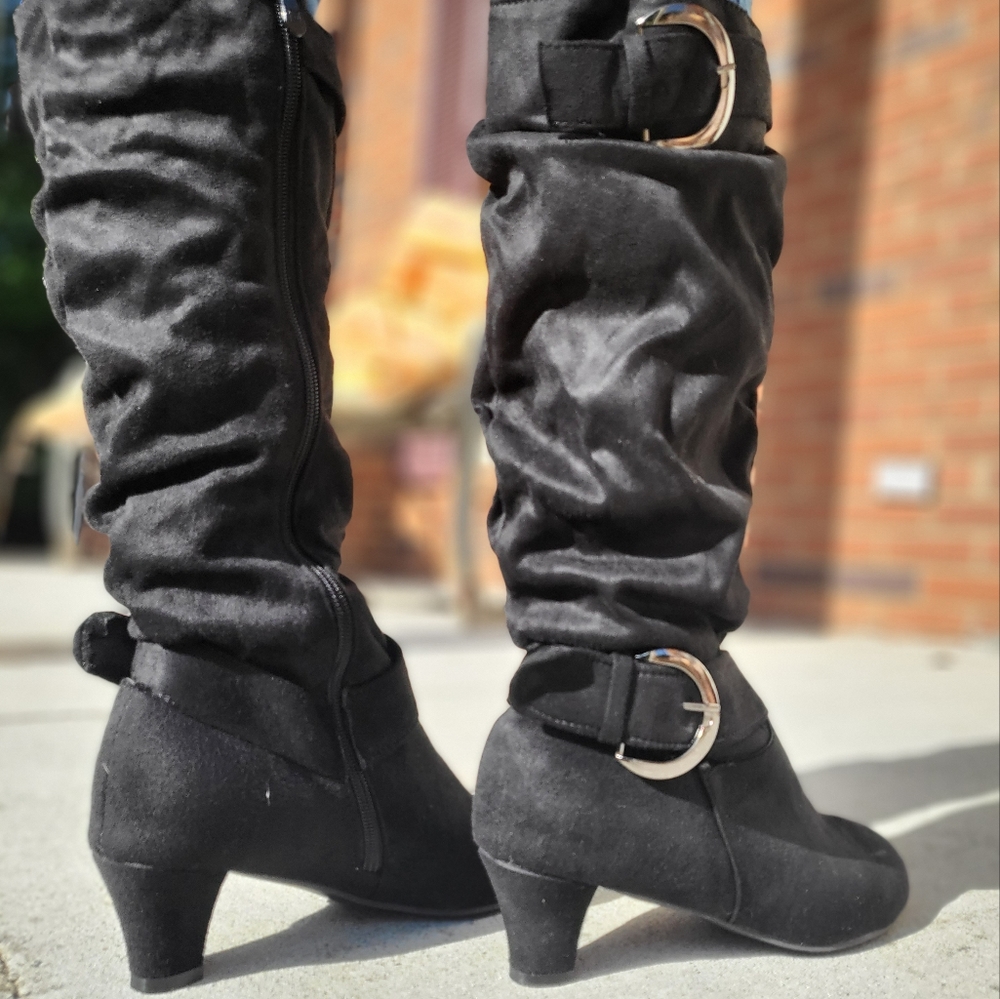 Black Heeled Boots Womens 40